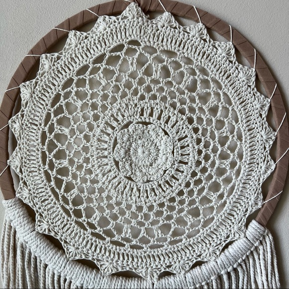 Round Crochet Macramé 12” Bohemian Wall Hanging - Picture 3 of 7